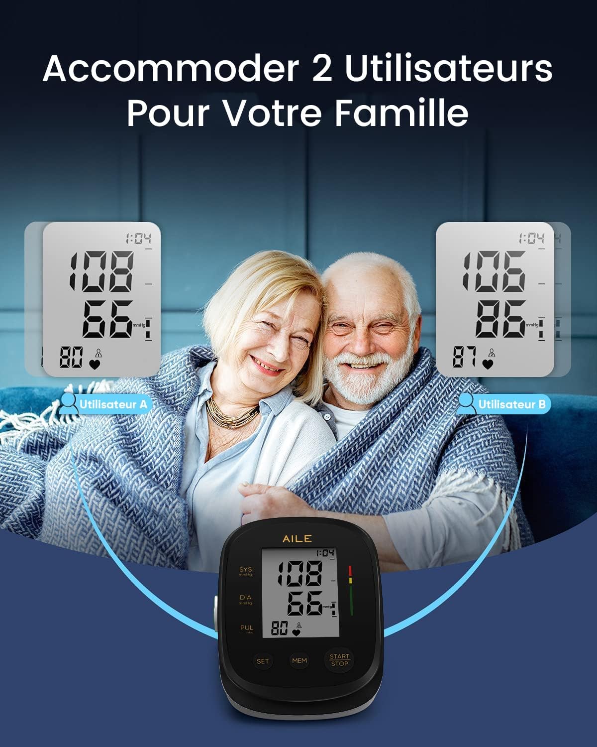 AILE Upper Arm Blood Pressure Monitor with Large Cuff, Automatic BP Machine

