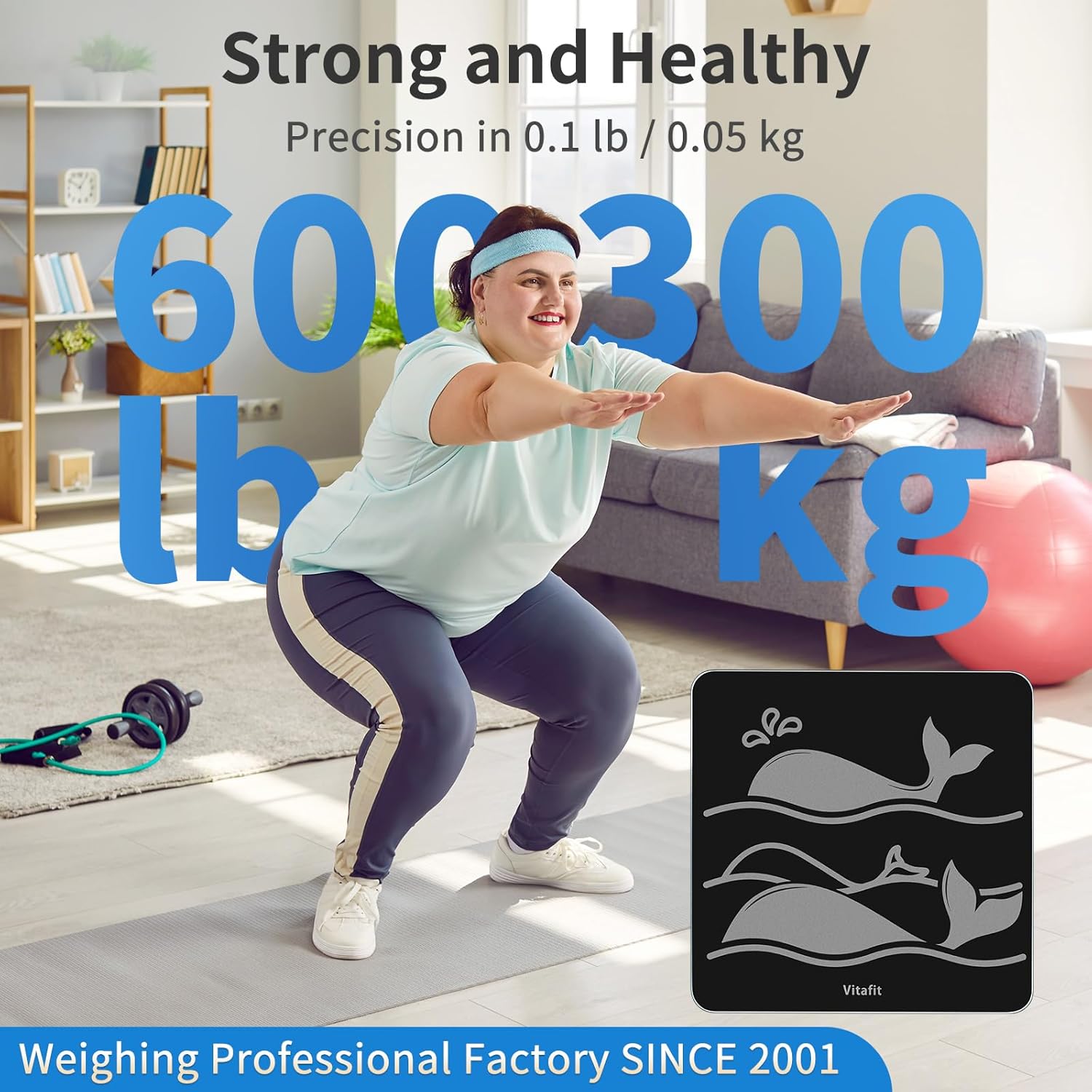 Vitafit Amazing 600 lb body weight monitor with tempered glass LED, 0.1 lb precision

