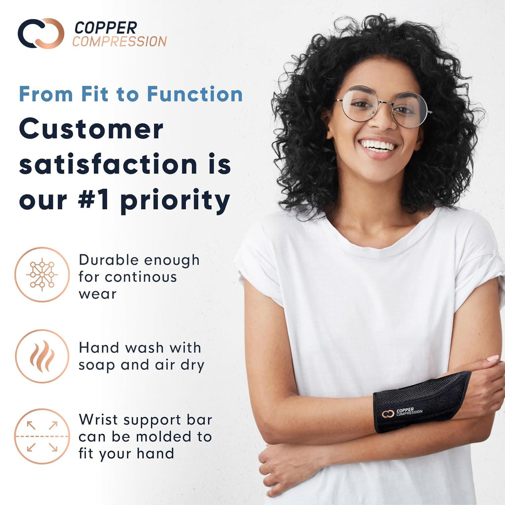 Copper Compression Copper Infused Adjustable Wrist Brace Orthopedic Support Splint

