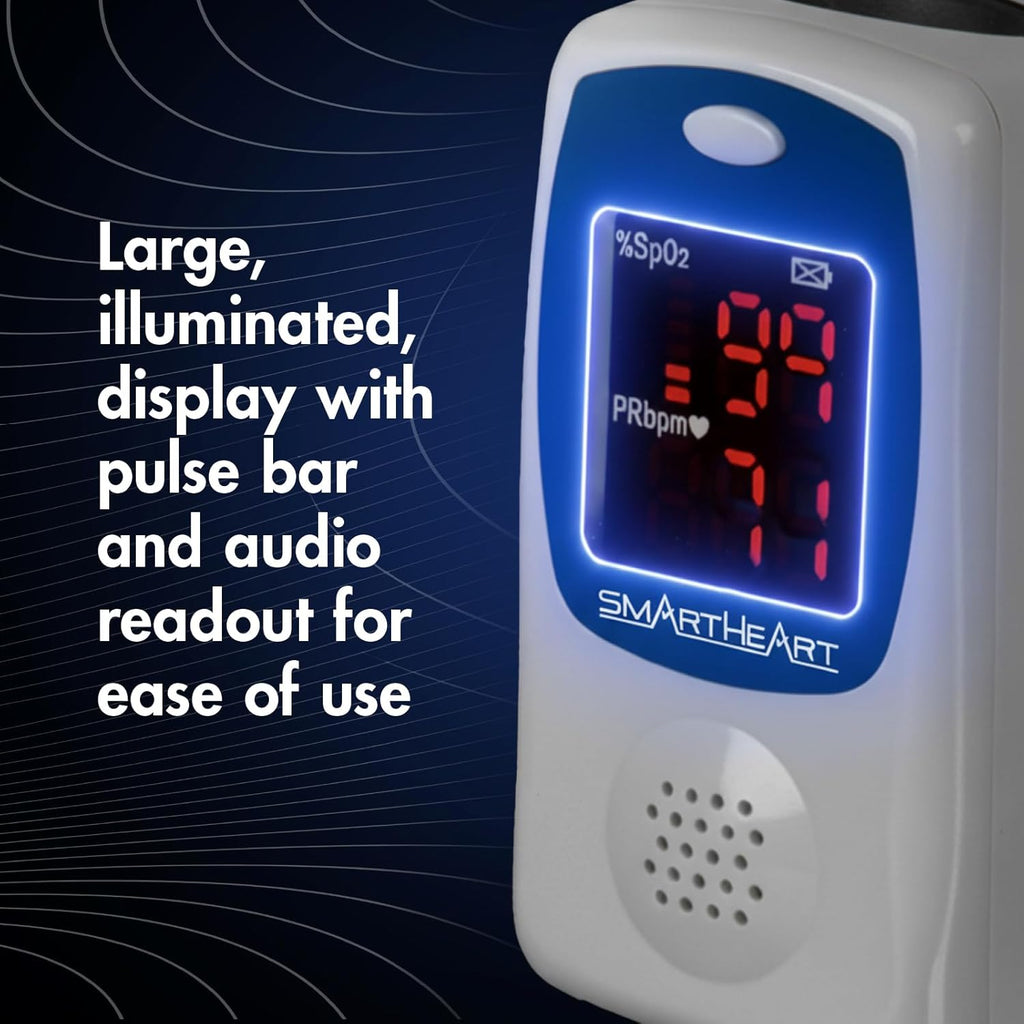 SmartHeart Fingertip Pulse Oximeter with Talking Monitoring

