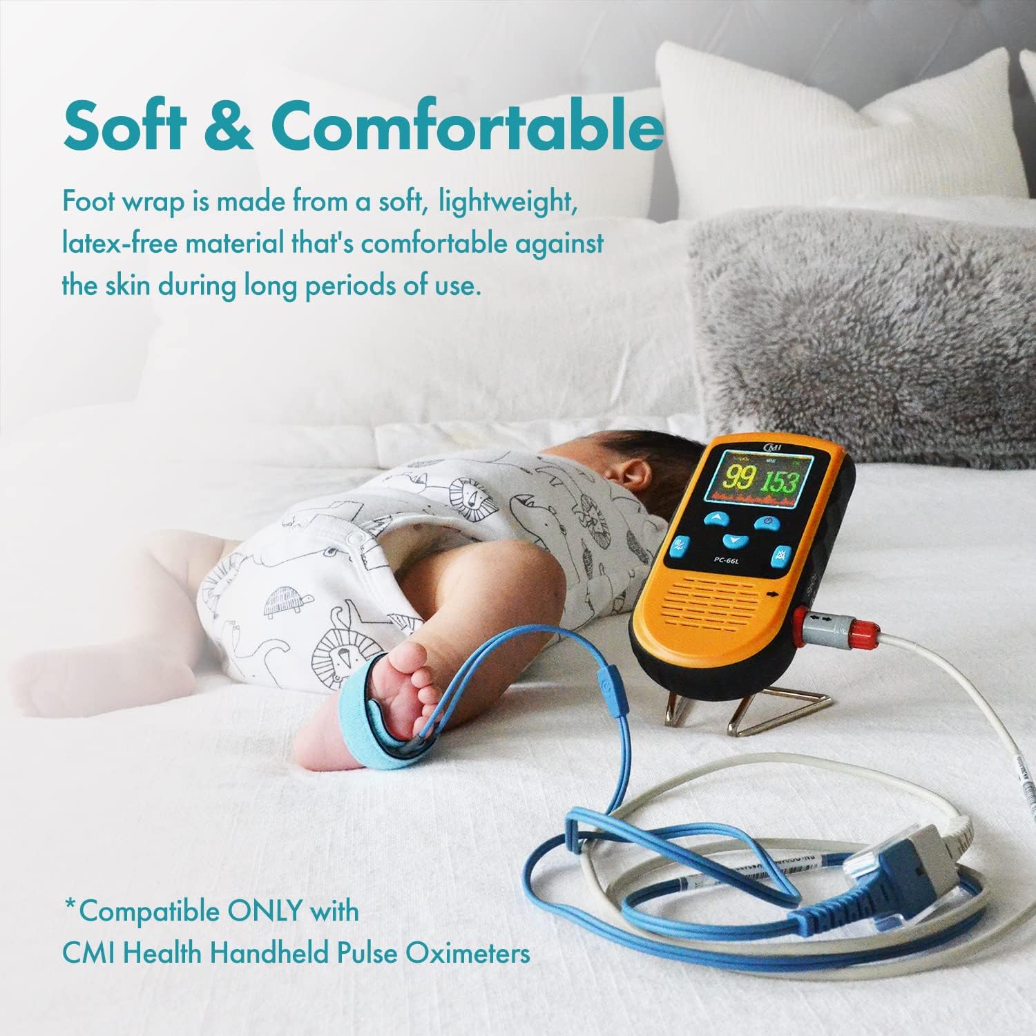 CMI Health Infant SpO2 Sensor for Handheld Pulse Oximeters, Latex-Free Foot Wrap

