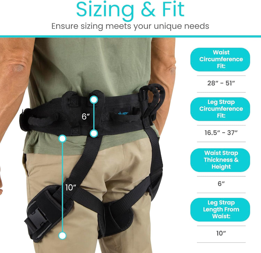 Vive Gait Mobility Assist Strap Handles for Bed to Wheelchair Patient Lifts

