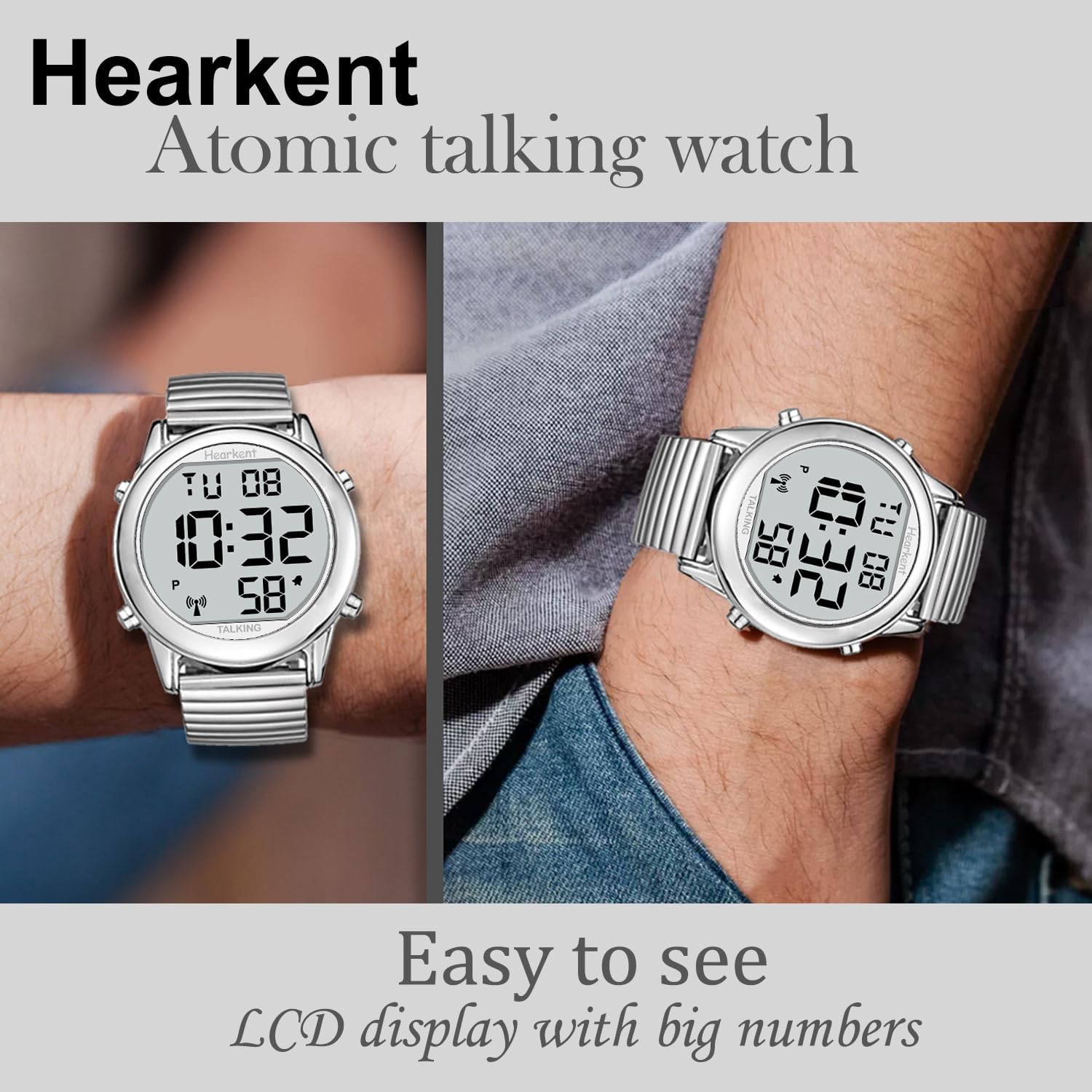 Hearkent Digital Talking Watch English, US Signal Auto Time & Date, Big Display

