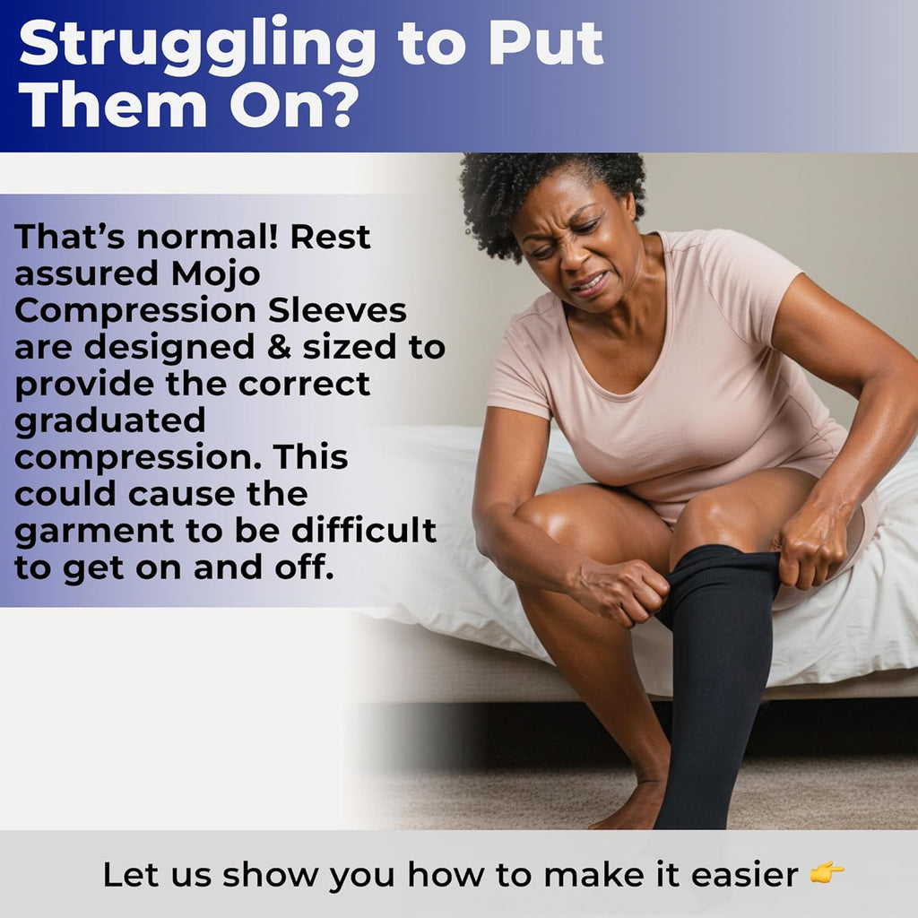 Mojo Compression Socks Thigh-Hi 20–30 mmHg Graduated Support Grip Top Pair

