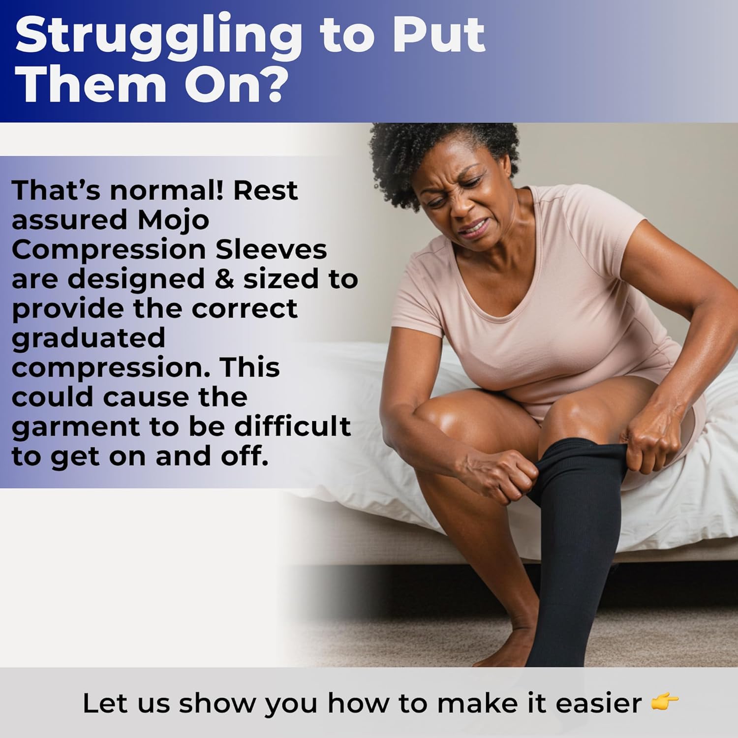 Mojo Compression Socks Thigh-Hi 20–30 mmHg Graduated Support Grip Top Pair

