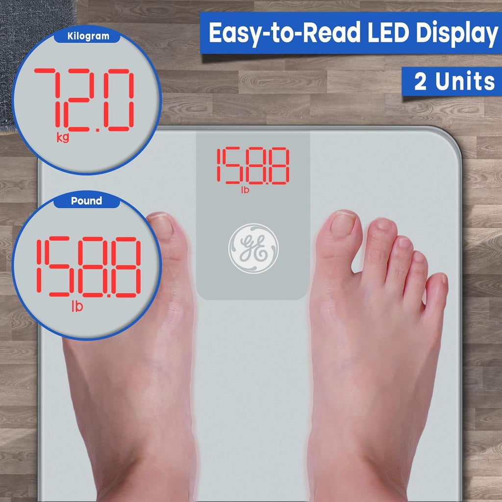 GE Digital Bathroom Scale with Bluetooth App, Weight and BMI, 400 lb Capacity

