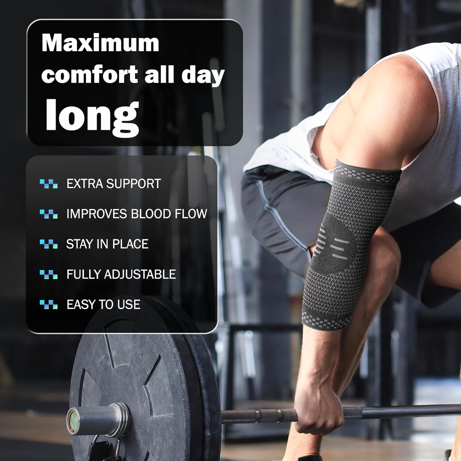 POWERLIX Elbow Compression Brace Sleeve for Tennis Elbow, Bursitis & Tendonitis

