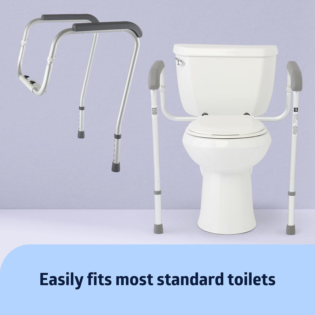 Medline Toilet Support Rail with Armrests, Height Adjustable Frame, 250 lb Capacity

