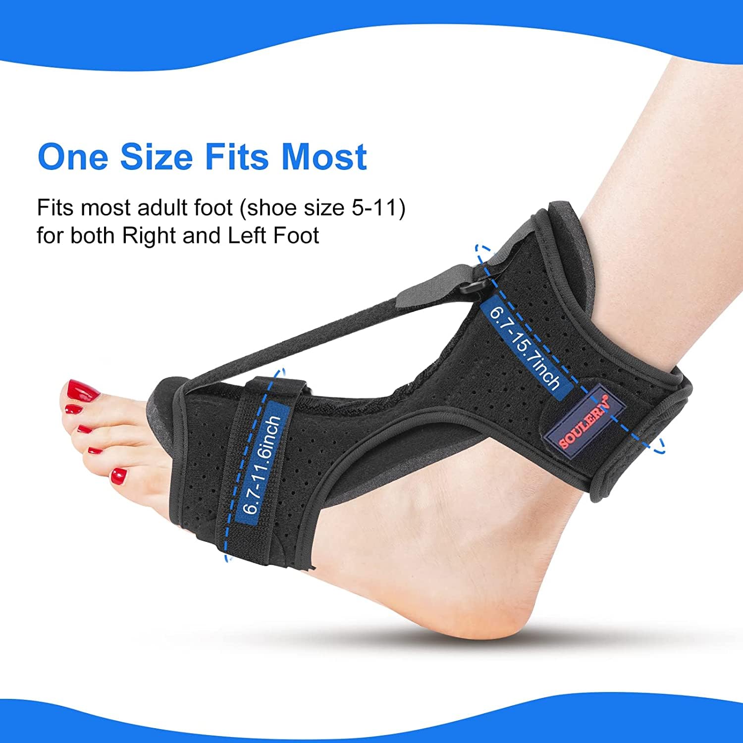 Plantar Fasciitis Night Splint Orthotic Brace for Drop Foot, Adjustable


