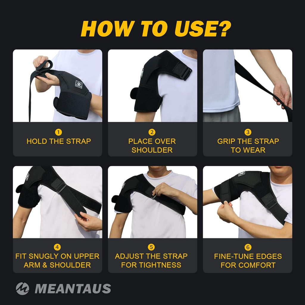 Shoulder Brace Compression Sleeve with Adjustable Straps for Rotator Cuff Support

