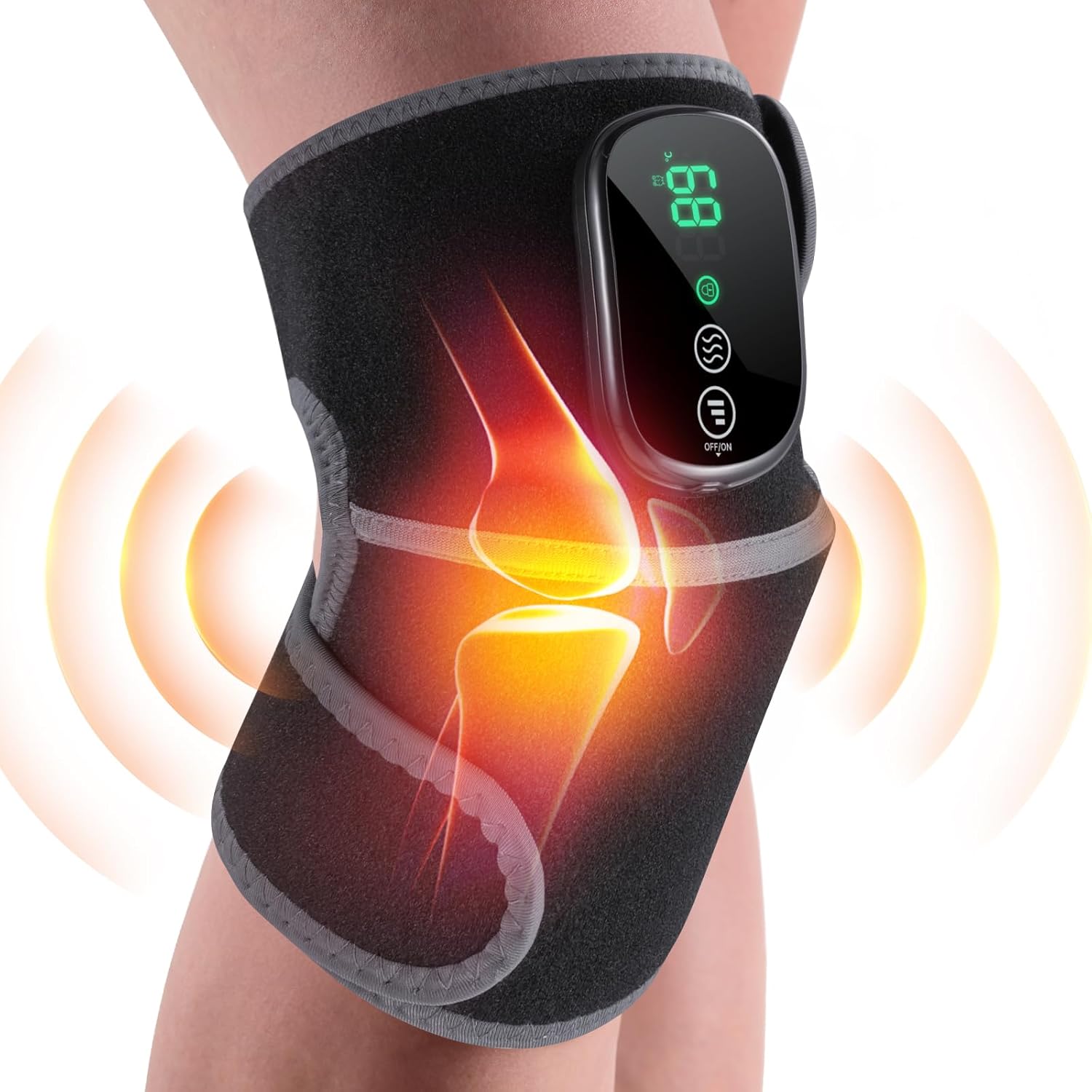 HOMRELEXA Cordless Heated Knee Massager 3-in-1 Knee Pad with Heat and Vibration

