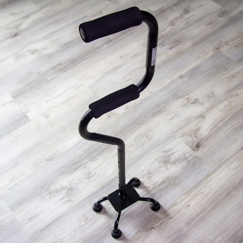 HealthSmart Quad Walking Cane Sit-to-Stand Adjustable Walker with Foam Handles

