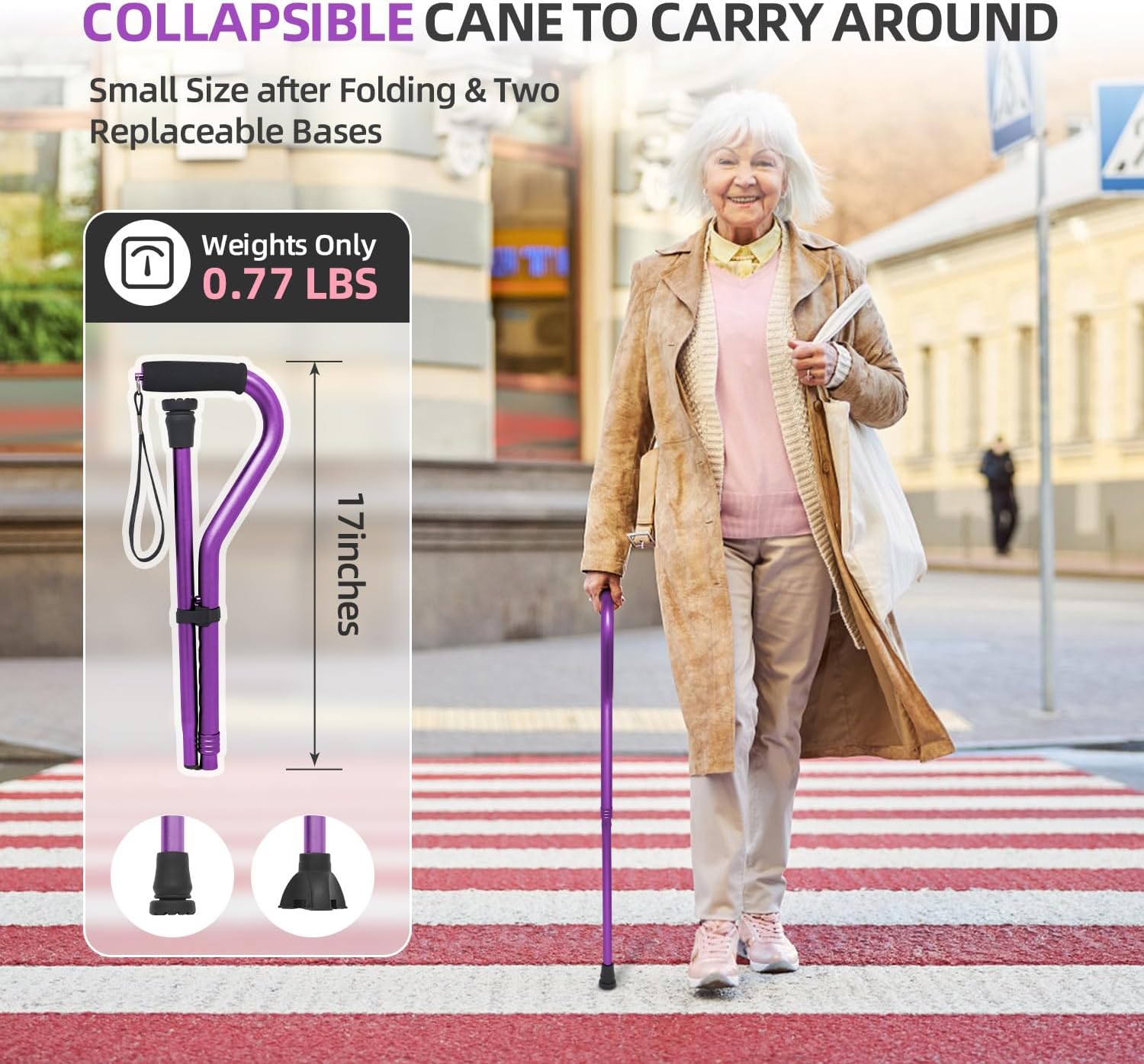 BeneCane Adjustable Walking Cane with Offset Cushioned Handle, Lightweight Mobility Aid

