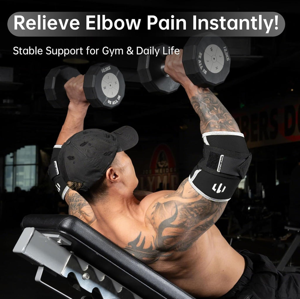MANUEKLEAR Adjustable Compression Elbow Wraps for Weightlifting Neoprene Elbow Sleeves


