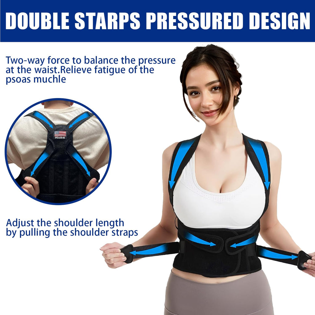 Posture Corrector for Women and Men, Adjustable Back Brace for Lumbar Support

