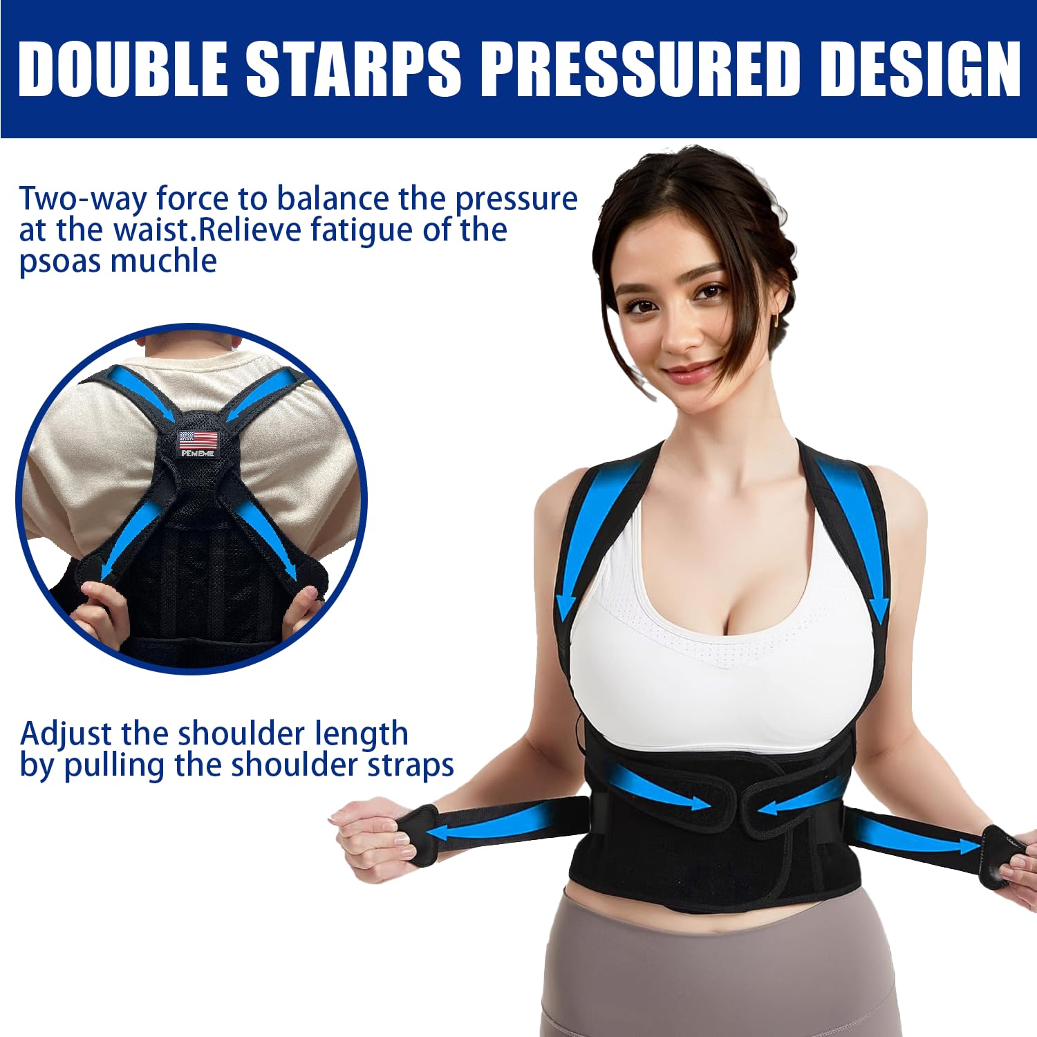 Posture Corrector for Women and Men, Adjustable Back Brace for Lumbar Support

