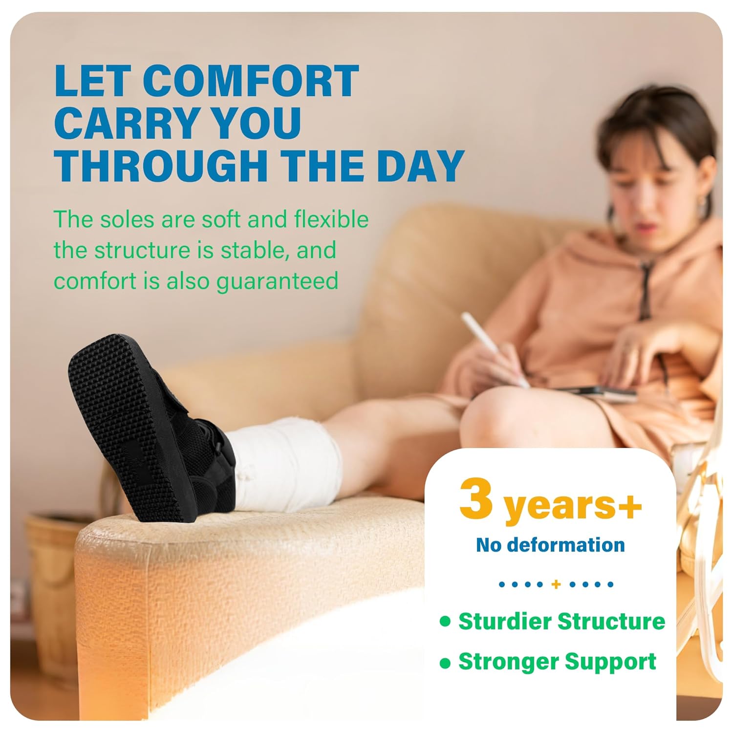 SPRING SEAON Medical Walking Boot Post-Op Shoe Reinforced Sole Cushioned Padding

