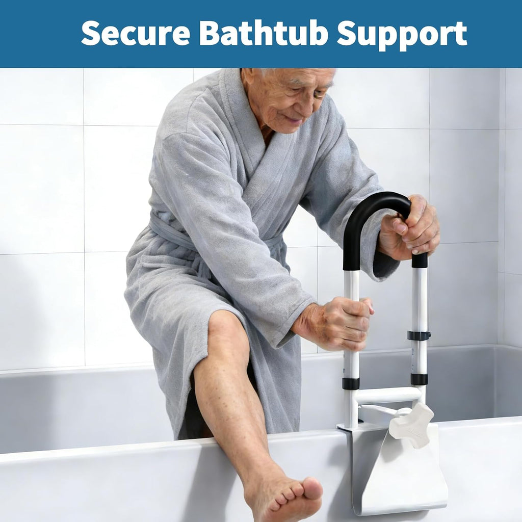 Bathtub Safety Rail Grab Bar with Non-Slip Grip, Clamp-On Handle for Seniors

