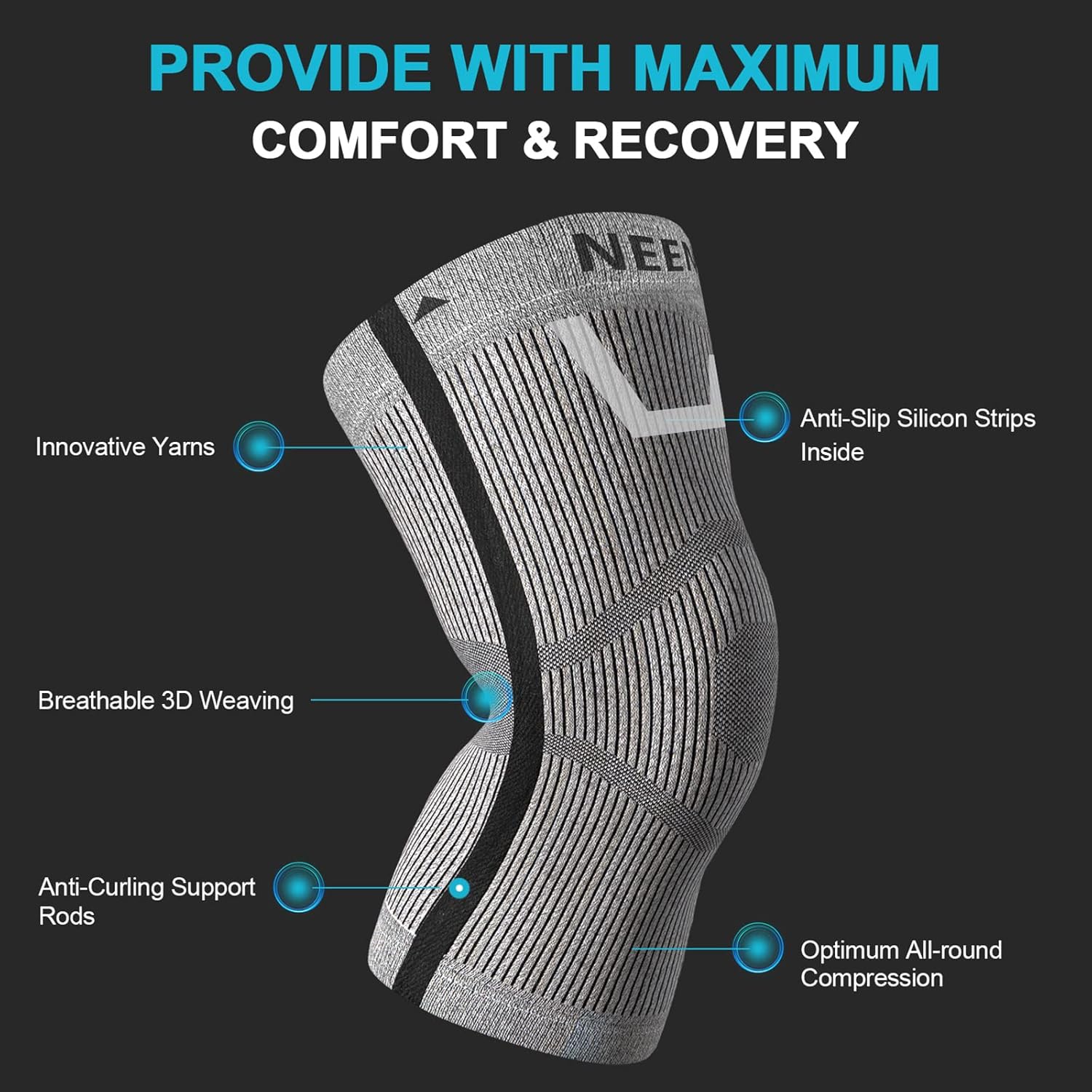 NEENCA Knee Sleeve Compression Brace for Knee Pain, Swelling, Joint Support

