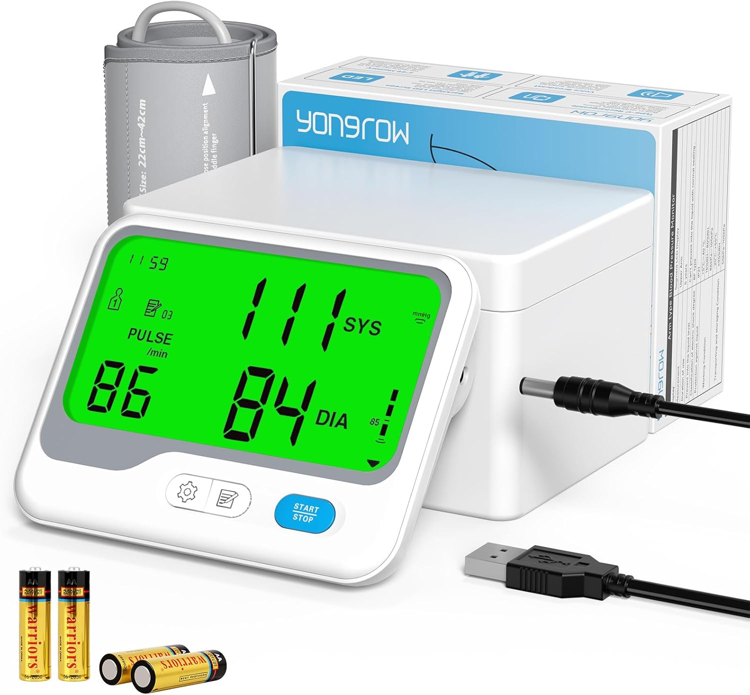 Automatic Upper Arm Blood Pressure Monitor for Home Use with Backlit Display


