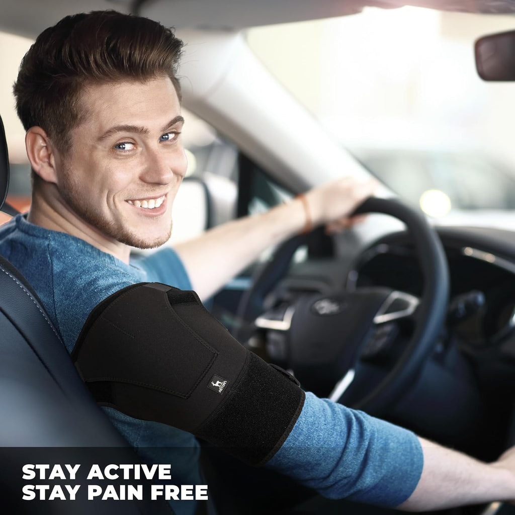 Astorn Adjustable Rotator Cuff Shoulder Brace with Ice Pack Pocket, Neoprene

