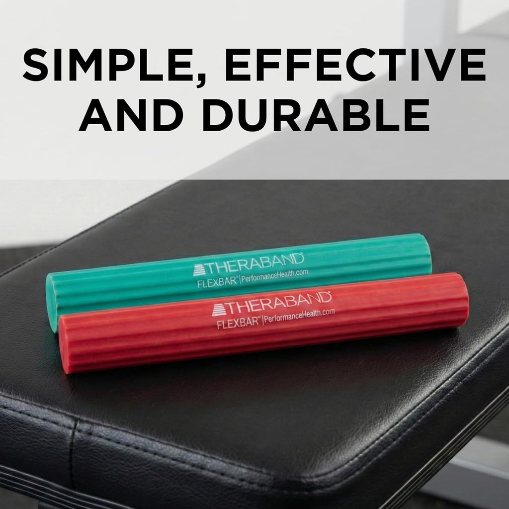 THERABAND FlexBar Resistance Therapy Bar for Tennis Elbow, Grip Strength, Rubber

