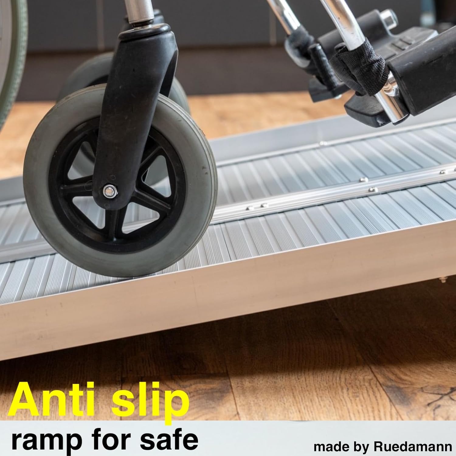 Ruedamann Portable Wheelchair Ramp, Folding Aluminum Non-Slip Ramp for Doorways

