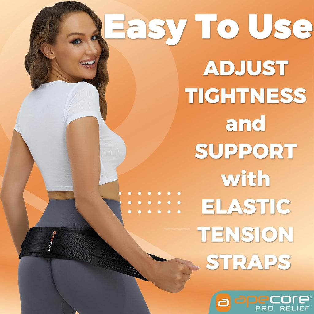Apecore Sacroiliac SI Joint Belt for Men and Women, Pelvic and Lower Back Support

