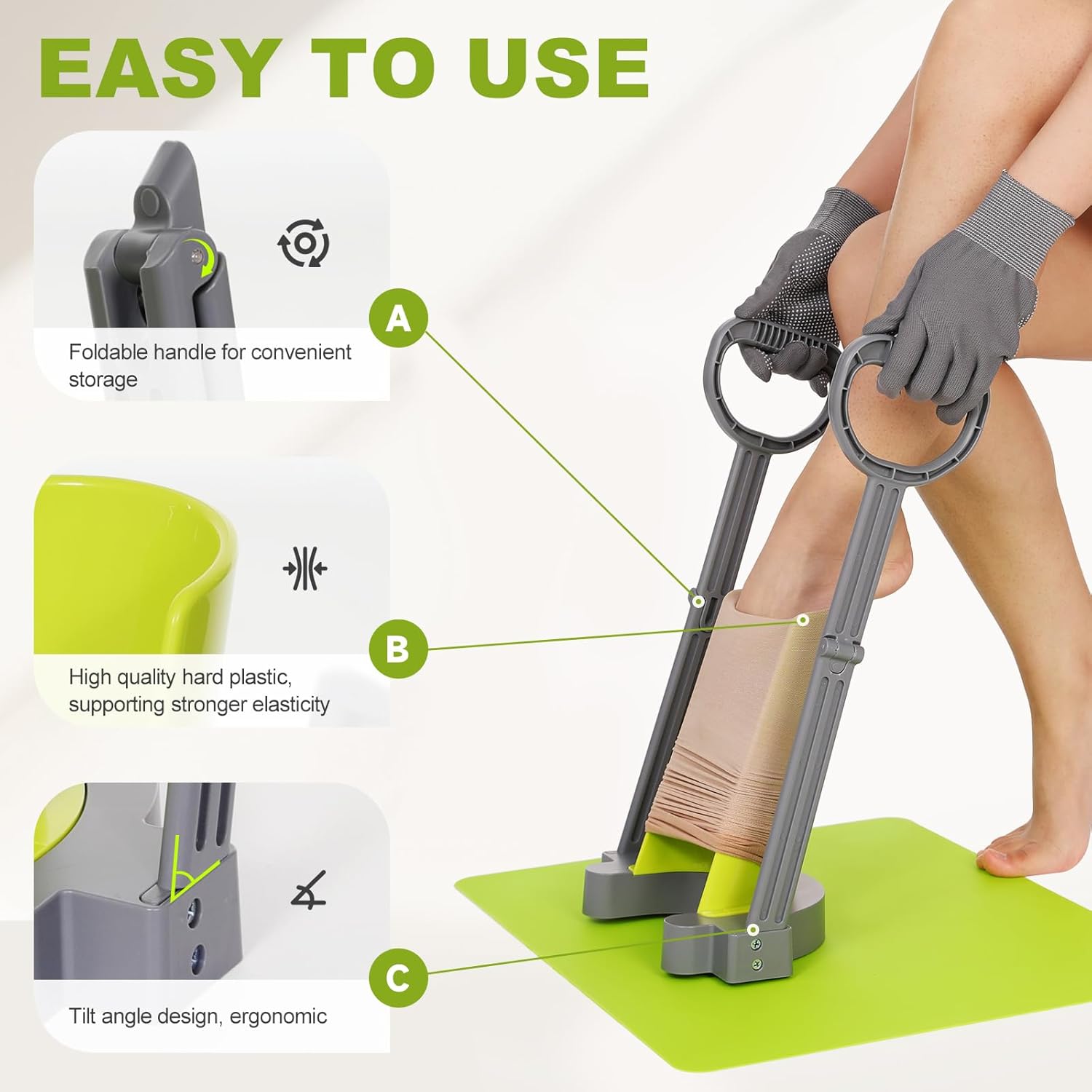 Compression Sock Aid Device with Silicone Anti-Slip Mat for Seniors

