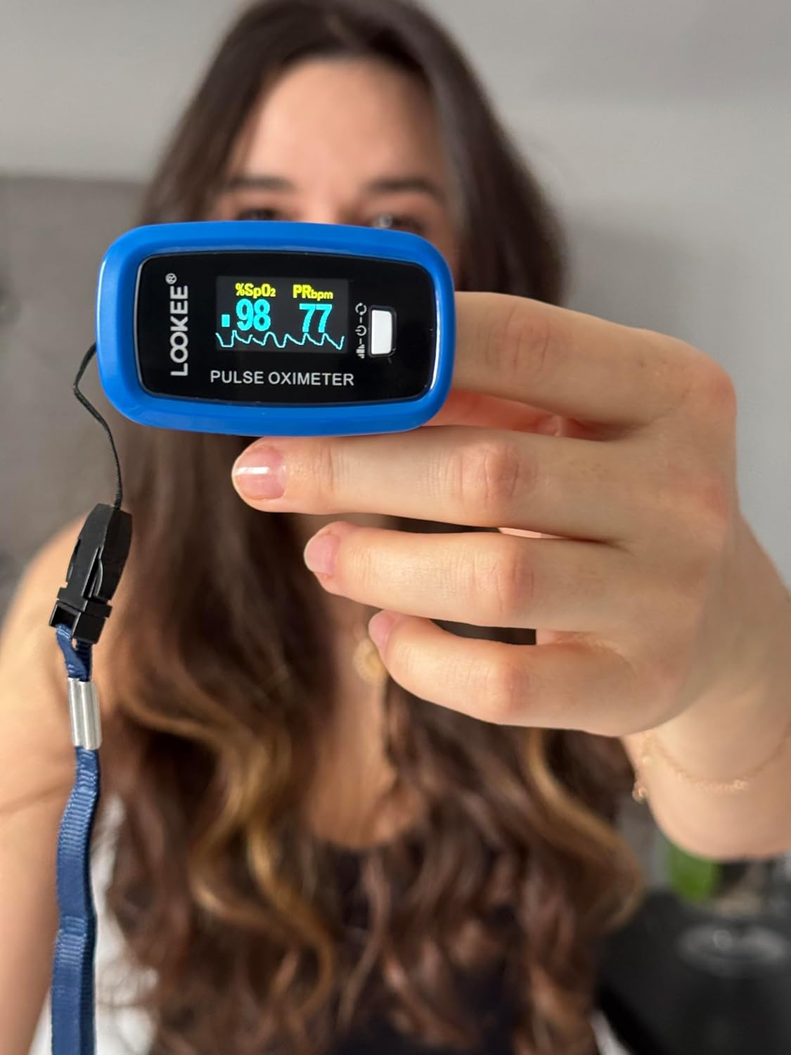 LOOKEE Deluxe Fingertip Pulse Oximeter, OLED Display, Plethysmograph Waveform

