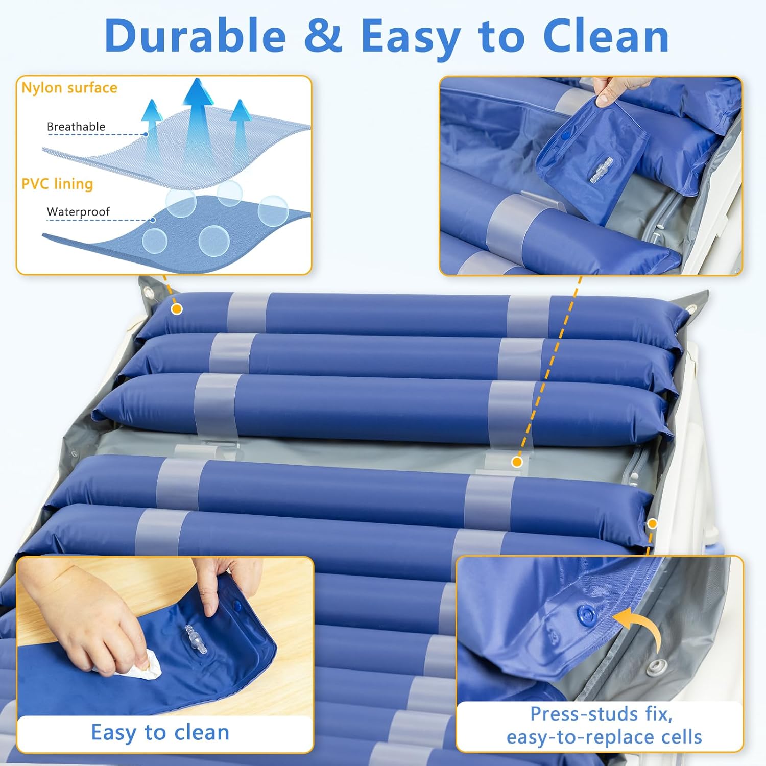 Alternating Air Pressure Mattress Topper for Bed Sores Relief, Quiet Pump, Twin

