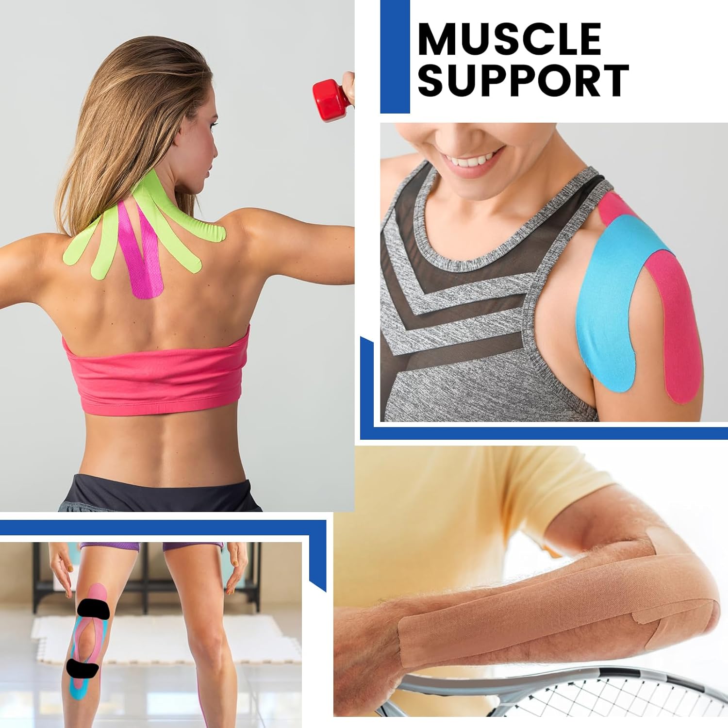Waterproof Kinesiology Tape for Sports, Elastic Muscle Tape, 2-Inch Wide

