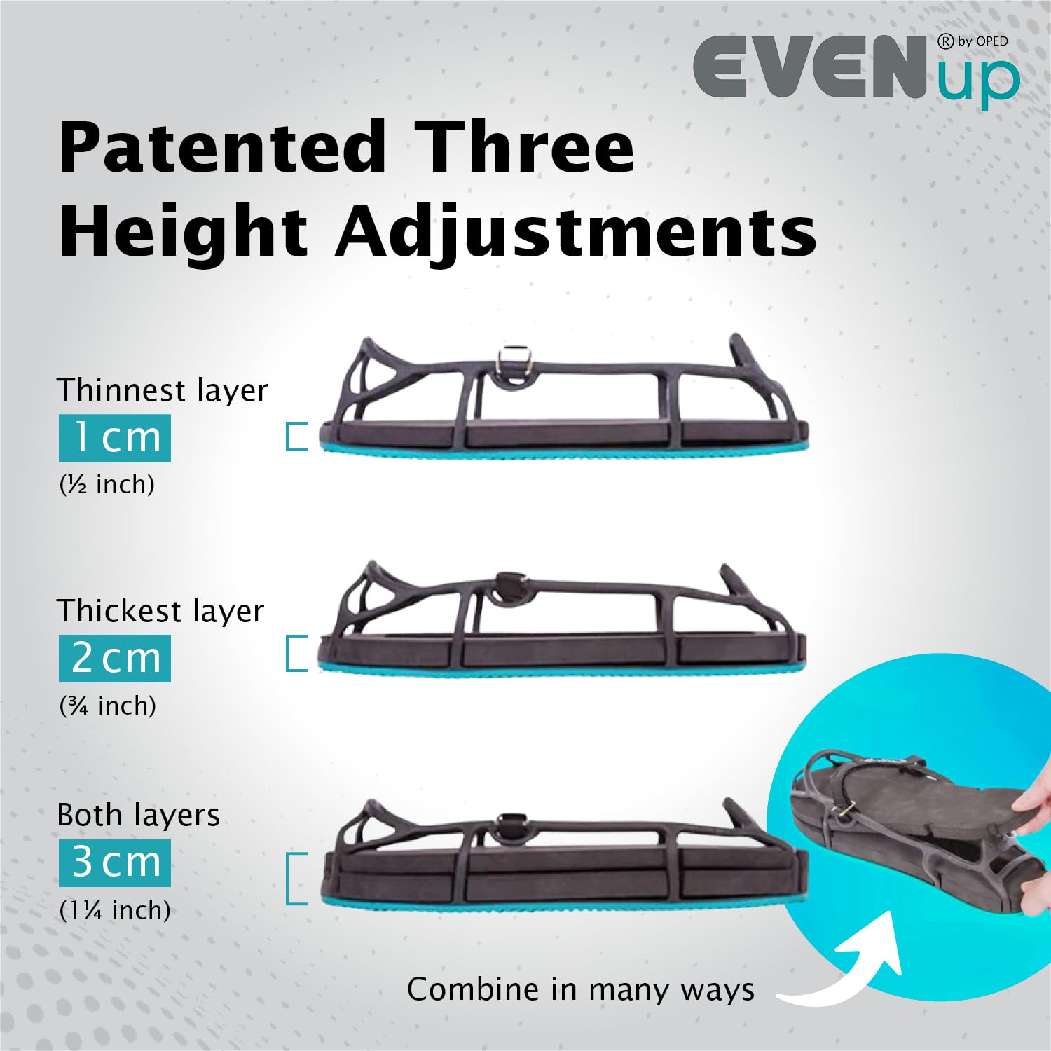 EVENup Shoe Lift for Walking Boot, Leg Length Discrepancy, Adjustable Heights

