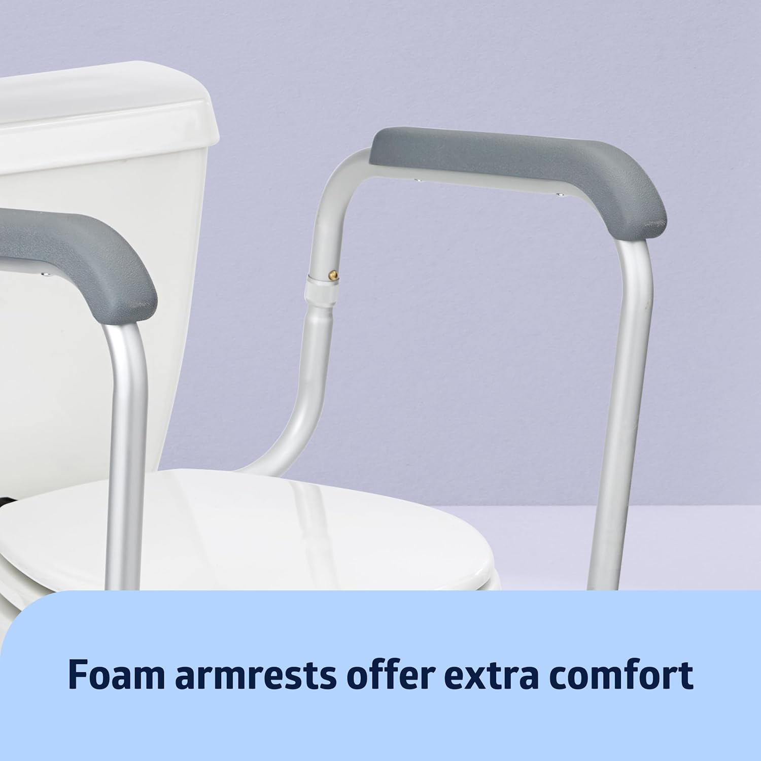 Medline Toilet Support Rail with Armrests, Height Adjustable Frame, 250 lb Capacity

