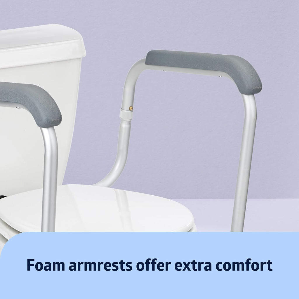 Foldable Toilet Safety Rail with Adjustable Height, Aluminum Frame, Easy Install

