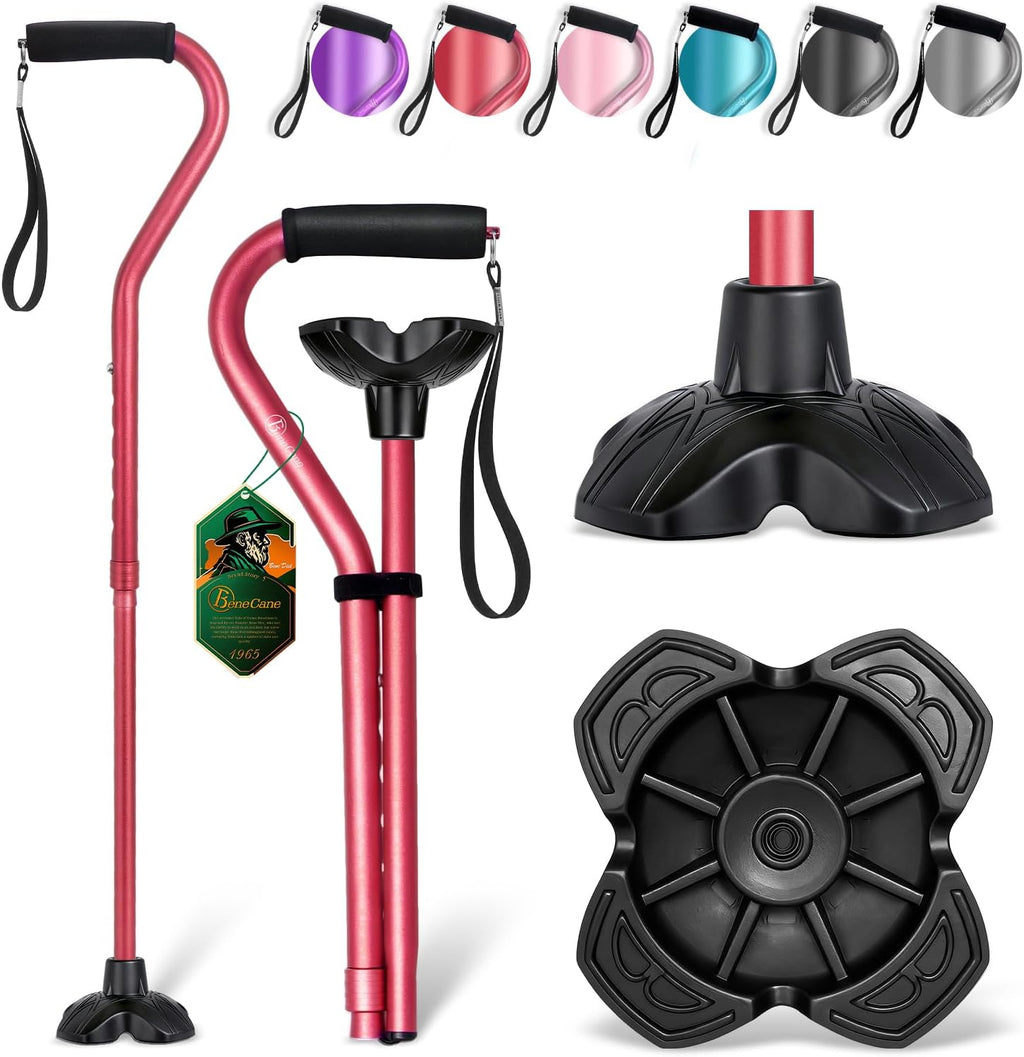 BeneCane Adjustable Walking Cane Offset Cushioned Handle, Lightweight Stability Base

