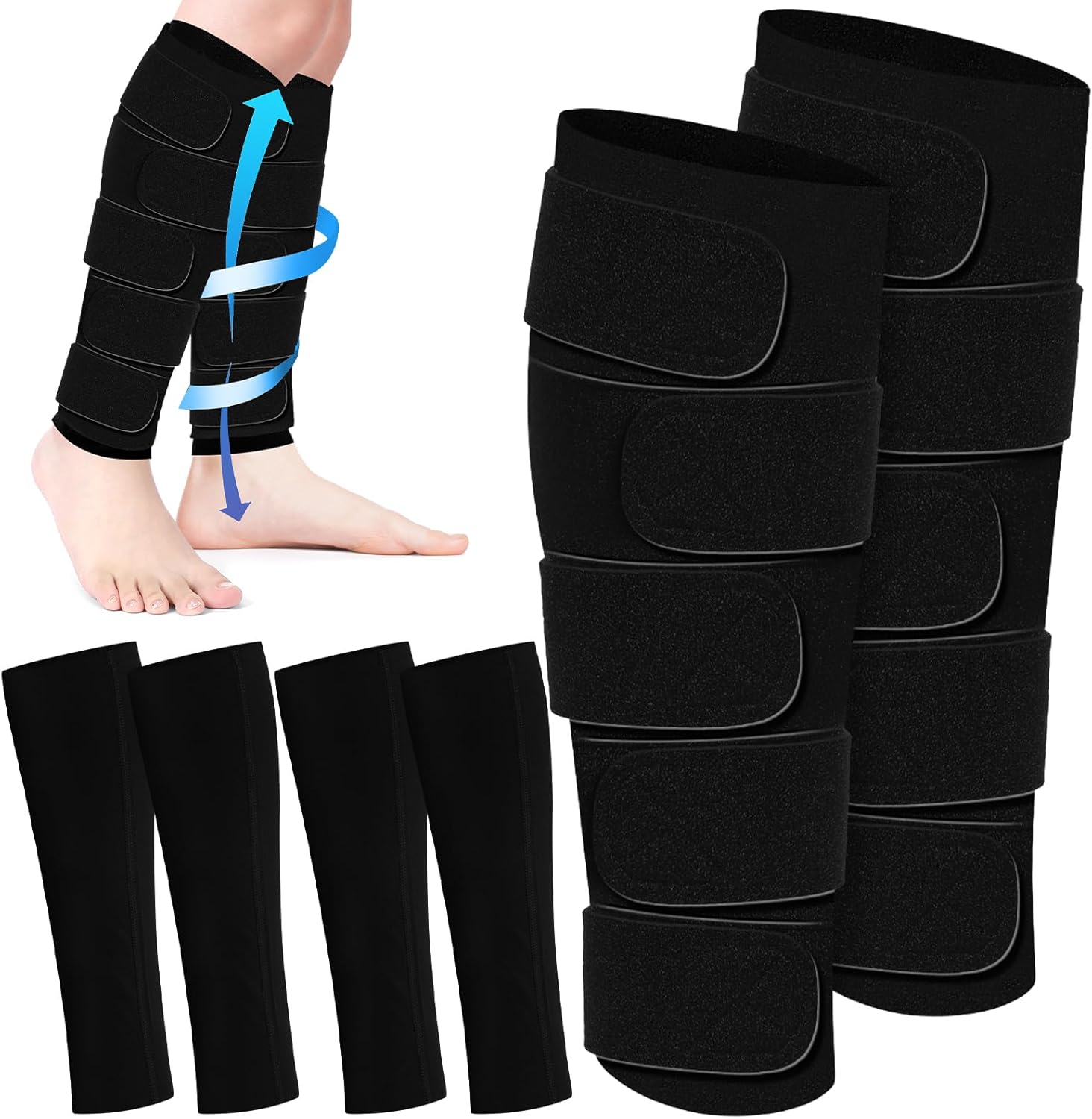 3 Pairs Lymphedema Compression Supports Adjustable Shin Splint Cover Ups


