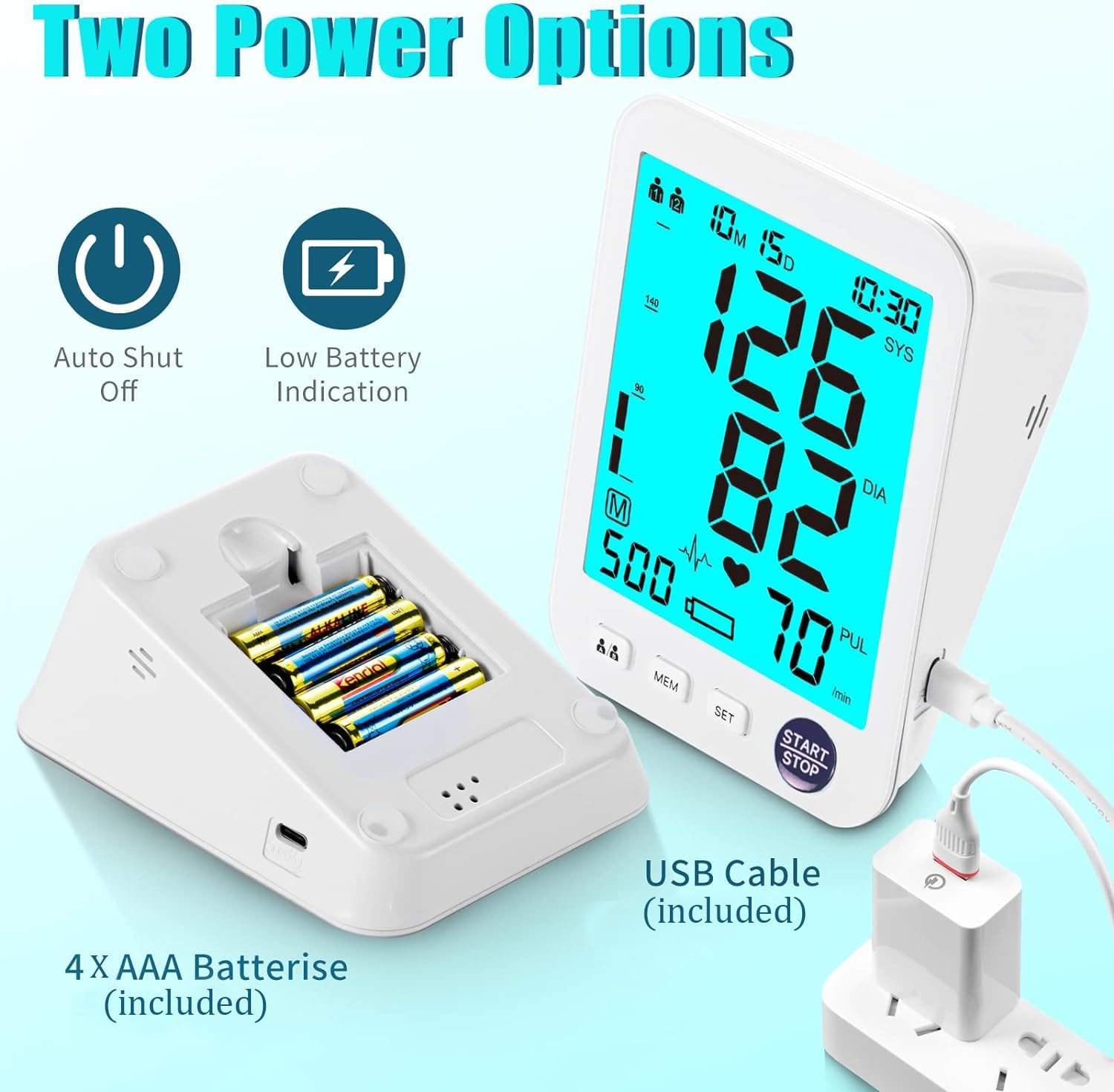 Automatic Blood Pressure Monitor with Extra Large Backlit LCD and XL Cuff

