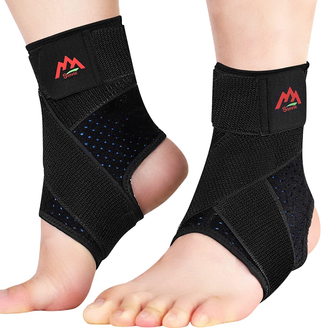 Sinvic Adjustable Ankle Brace for Sprained Ankle, Breathable Neoprene Support

