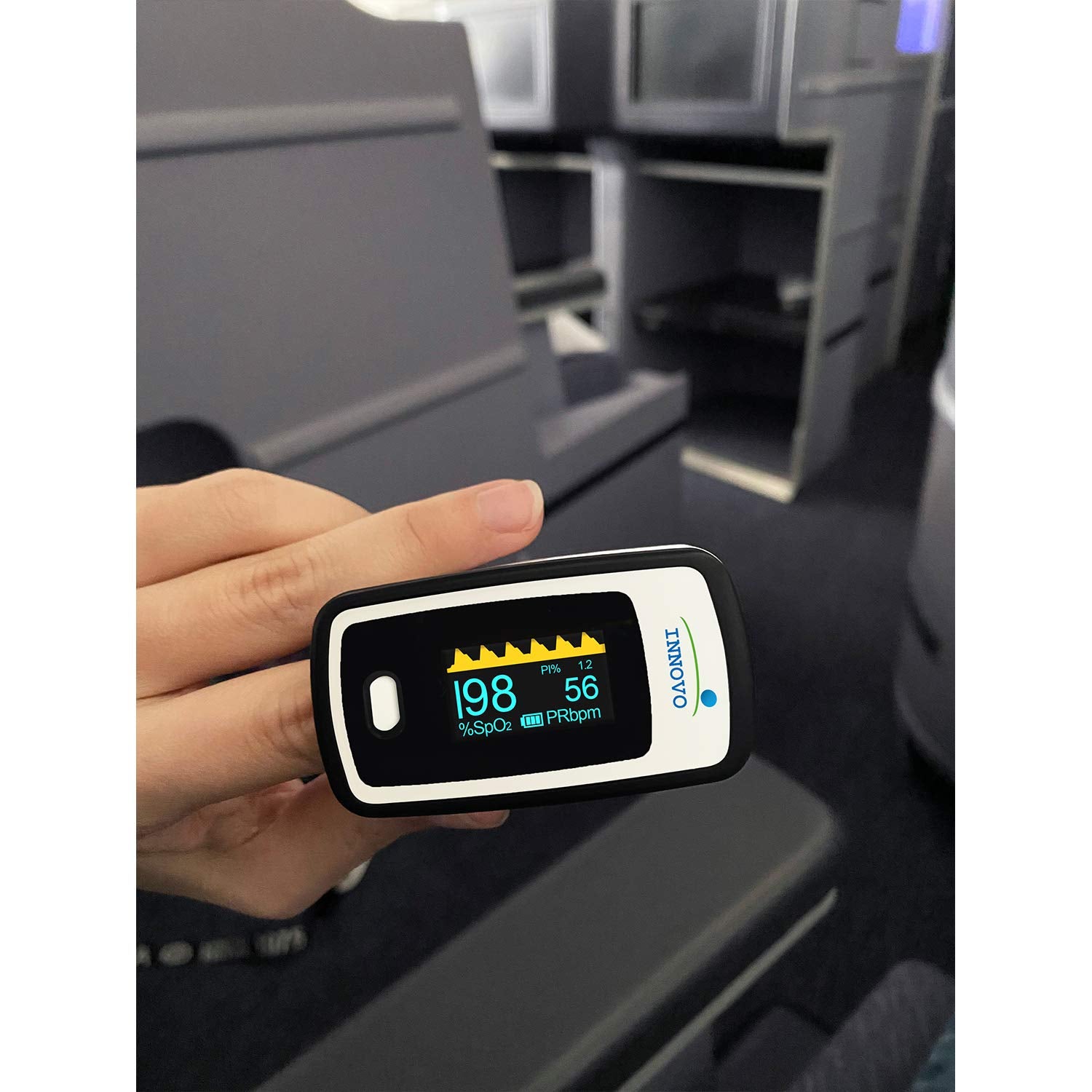 Innovo Deluxe iP900AP Fingertip Pulse Oximeter Blood Oxygen Monitor with Alarm OLED

