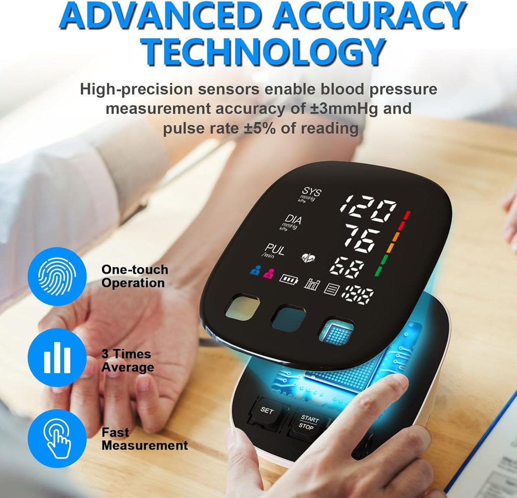 Automatic Upper Arm Blood Pressure Monitor with Digital Display and Adjustable Cuff

