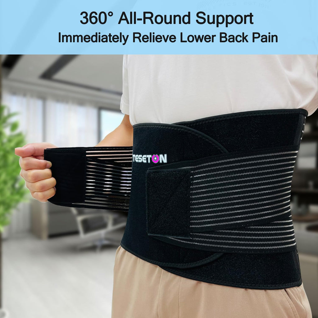 TESETON Back Brace for Men and Women, Lumbar Support Belt for Lower Back Pain

