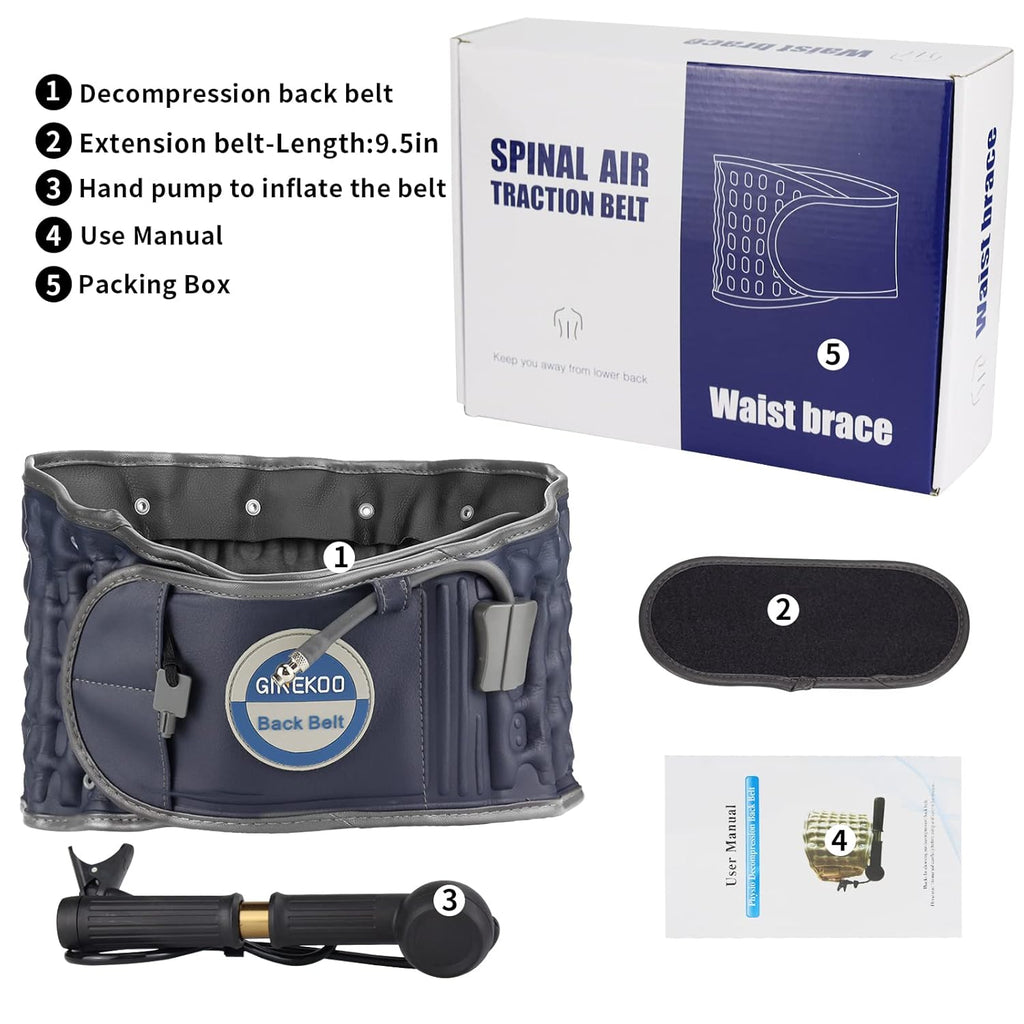 GINEKOO Inflatable Spinal Traction Belt for Lumbar Support and Back Pain Relief

