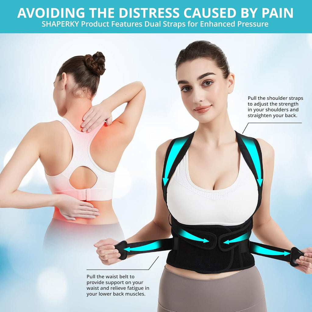 Shaperky Posture Corrector Back Brace for Full Back Support Adjustable Shoulder Straps

