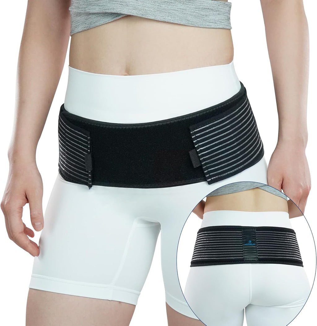 Nvorliy SI Joint Belt Sacroiliac Brace Lumbar Lower Back Adjustable Compression Support

