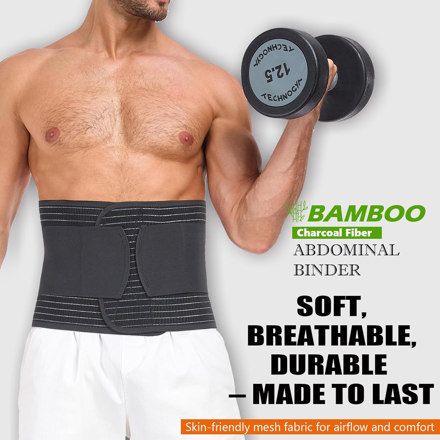 Abdominal Binder for Men and Women Post Surgery Postpartum Hernia Support Belt

