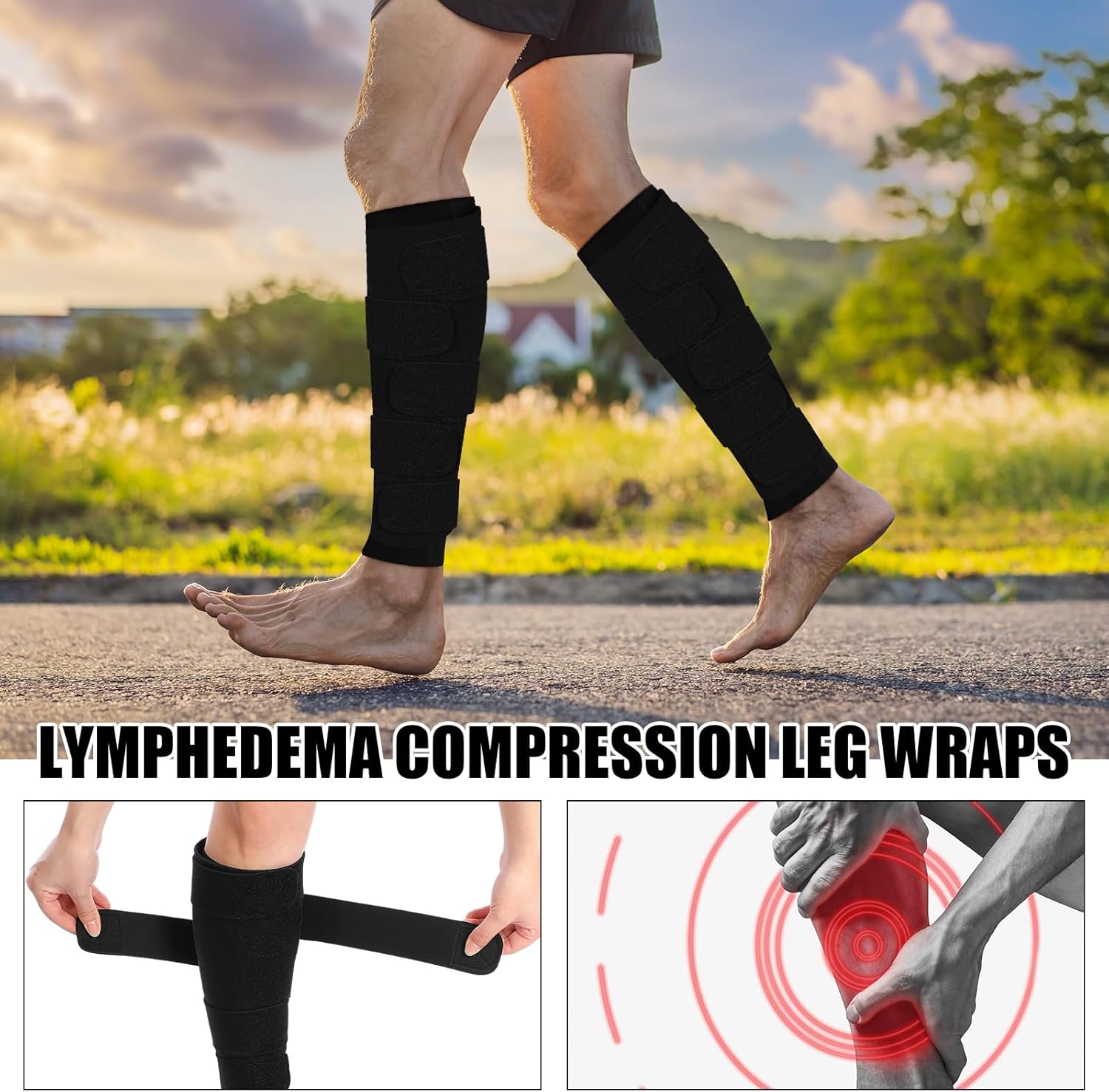 3 Pairs Lymphedema Compression Supports Adjustable Shin Splint Cover Ups

