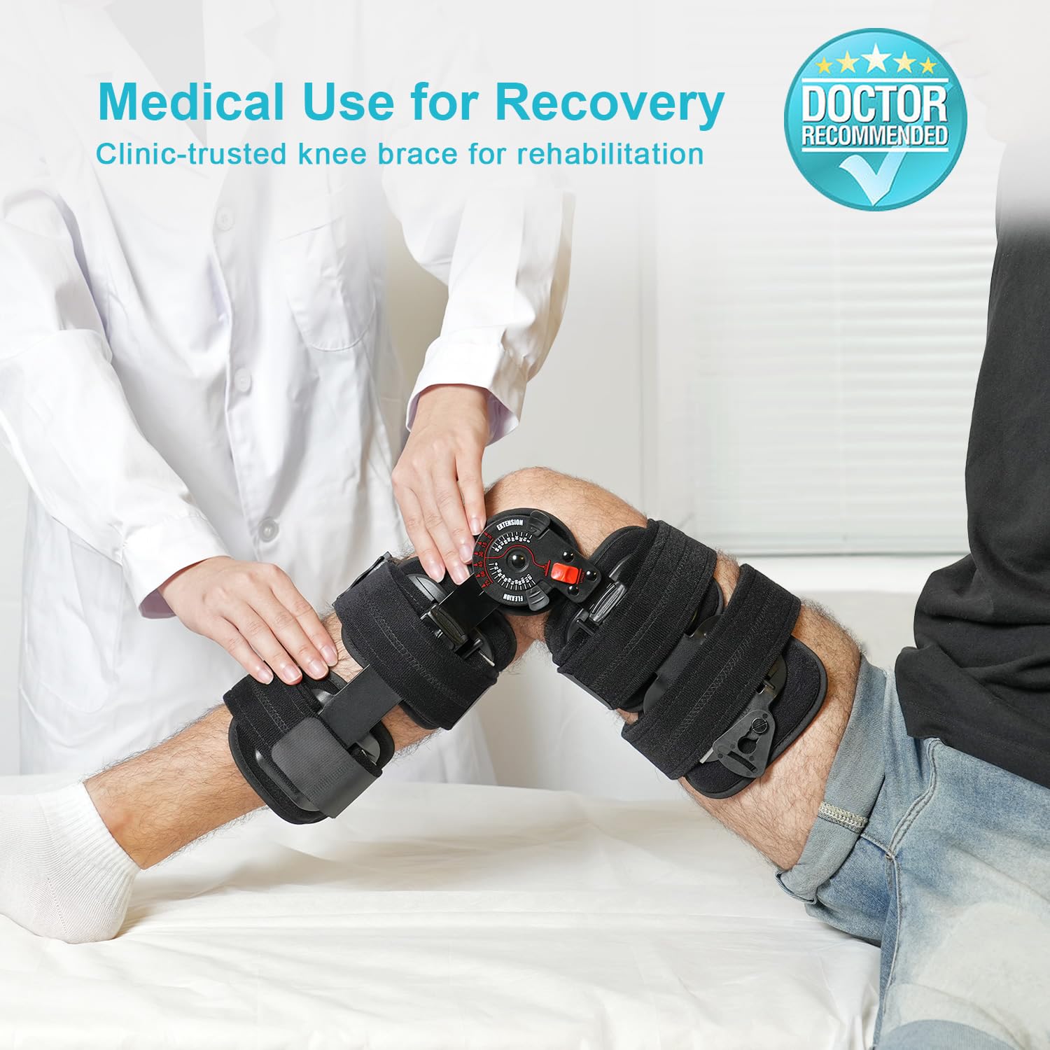 KD ROM Hinged Knee Brace for Post-Op Support, Arthritis, ACL MCL PCL Injury Rehab

