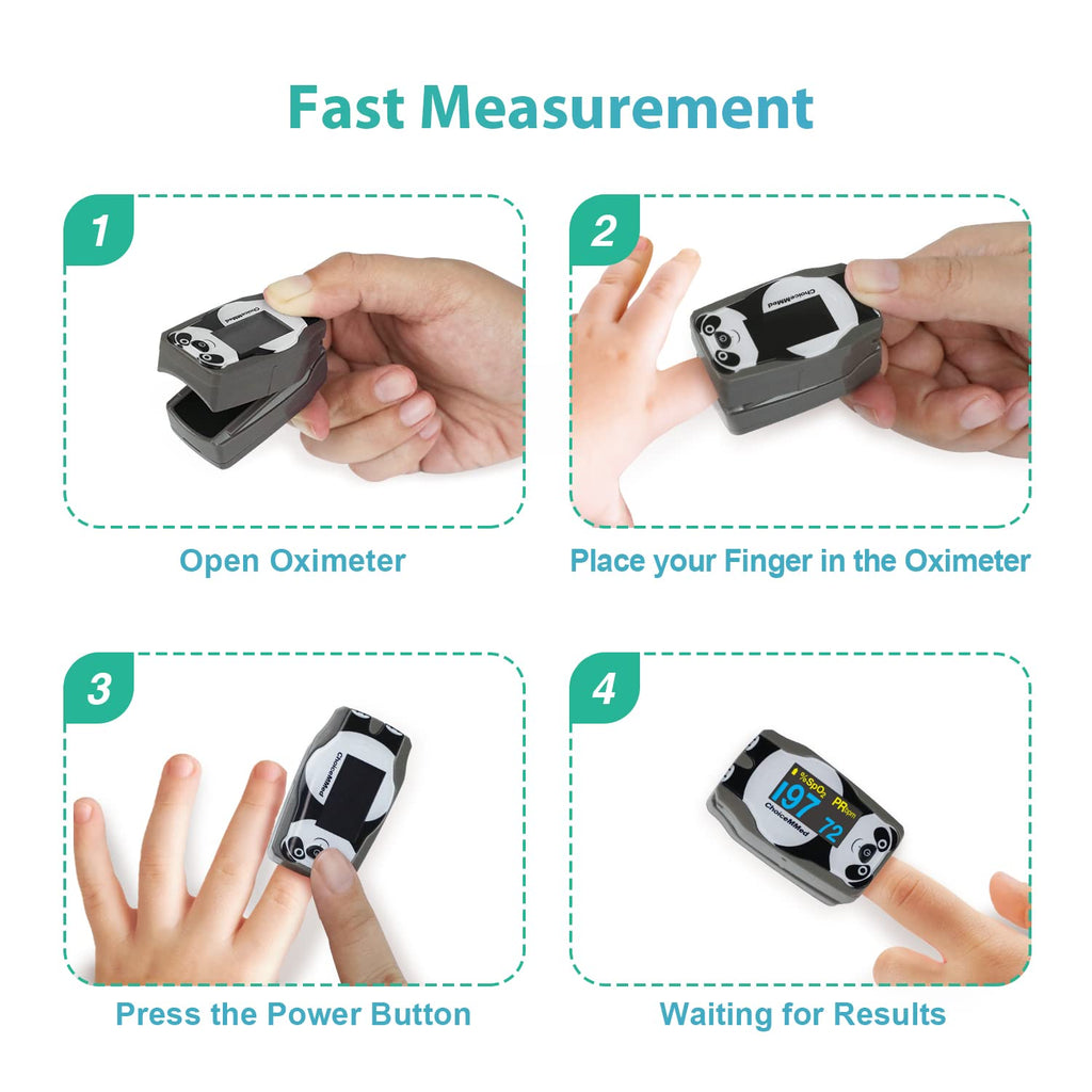 ChoiceMmed Panda Pediatric Fingertip Pulse Oximeter, OLED SpO2 PR Monitor

