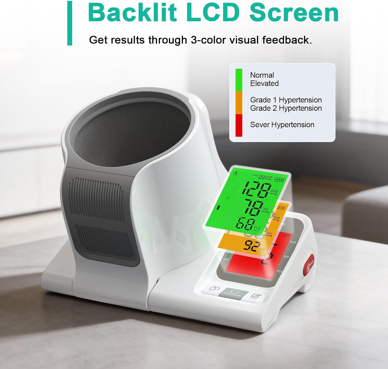 SavvyBloom Automatic Upper Arm Blood Pressure Monitor, One-Button LCD, 2-User

